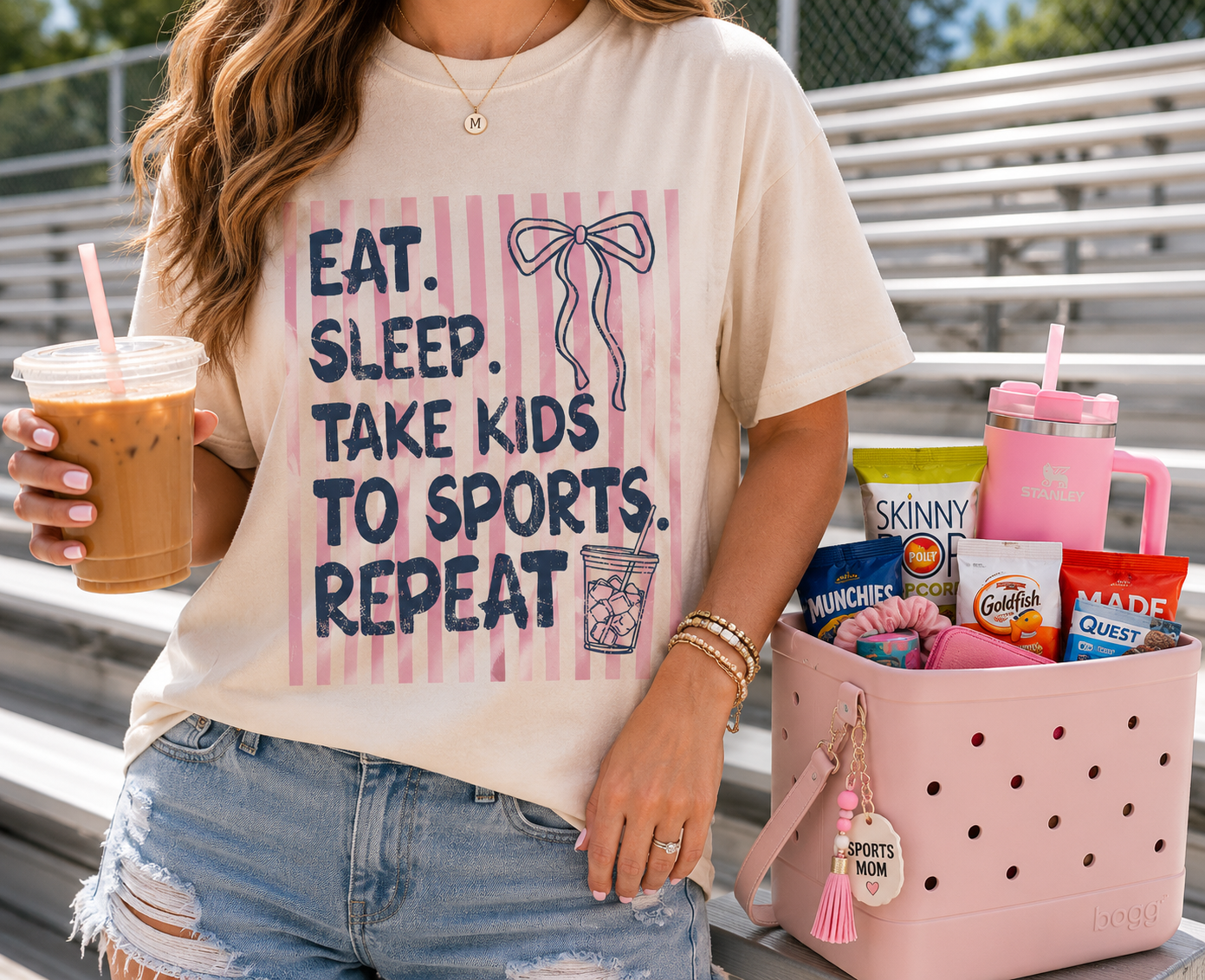 Eat Sleep Take Kids to Sports Repeat - Comfort Colors Tee