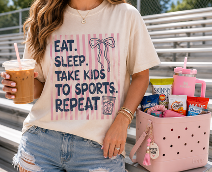 Eat Sleep Take Kids to Sports Repeat - Comfort Colors Tee