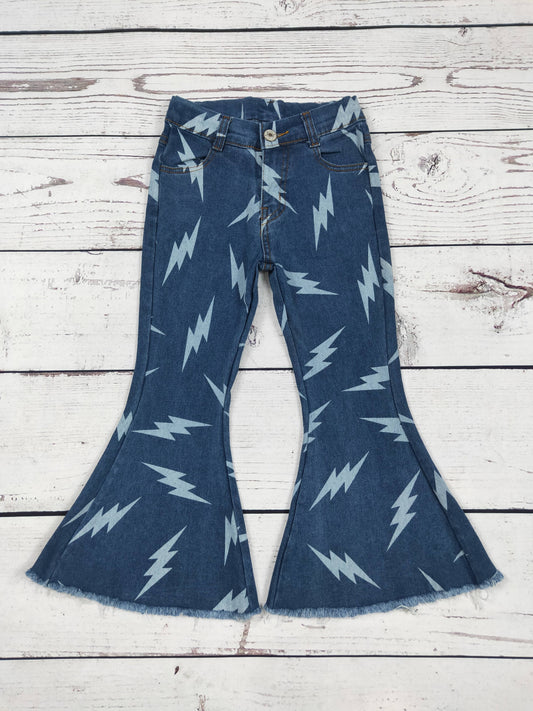 Girls Western Flare Lightning Bolt Jeans