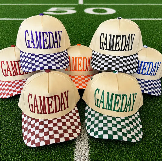 Checkered Game Day Embroidered - Trucker Hat