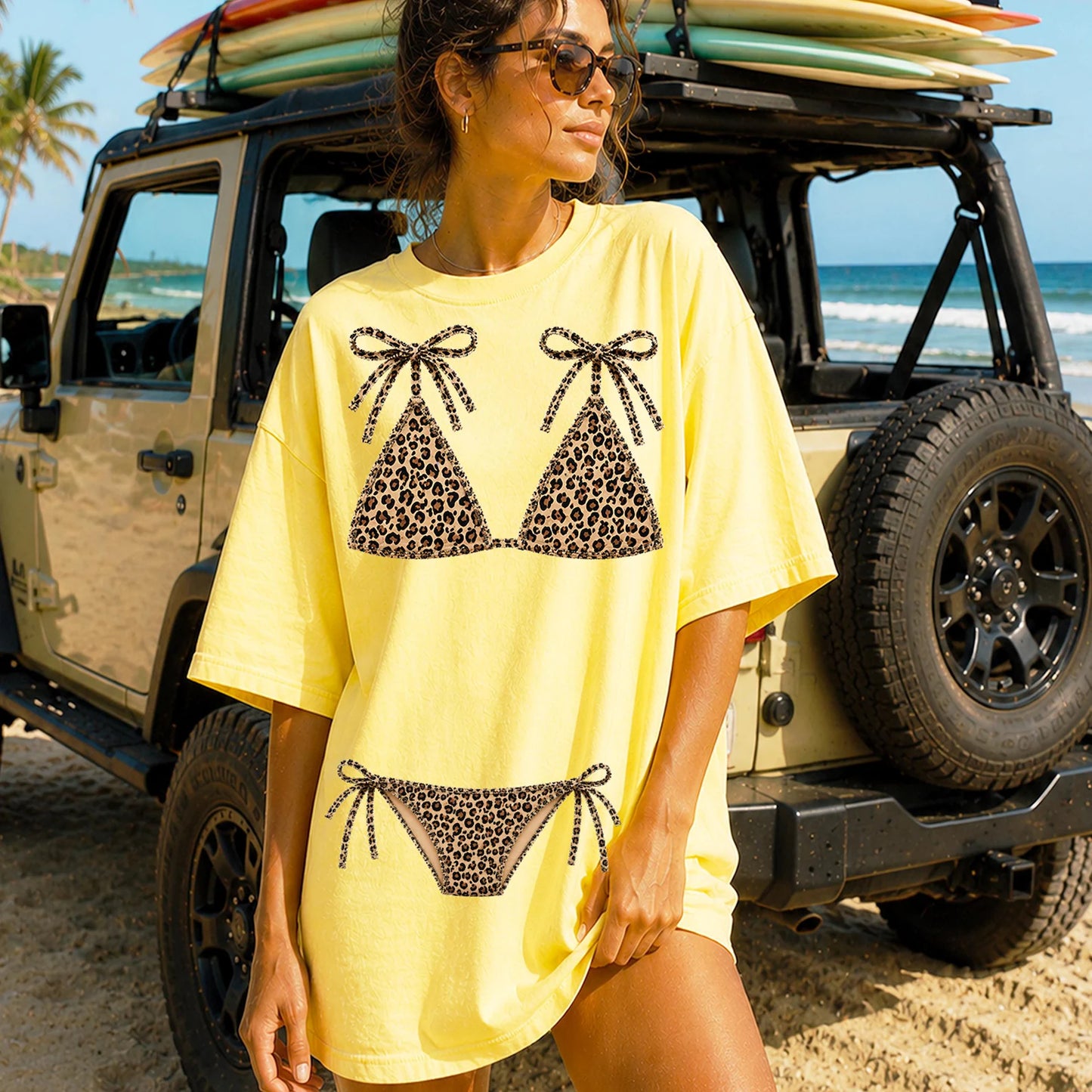 Leopard Bikini - Comfort Colors Tee
