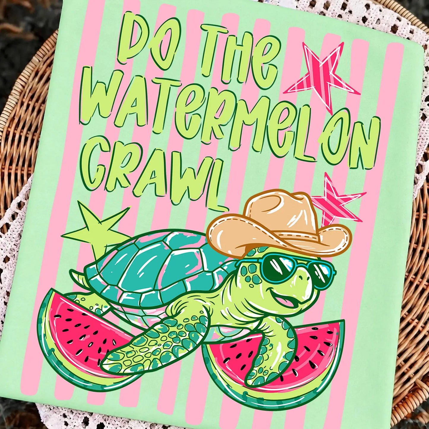 Watermelon Crawl Turtle - Comfort Colors Tee