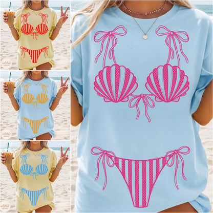 Seashell Stripped Bikini - MULTIPLE DESIGNS! - Comfort Colors Tee