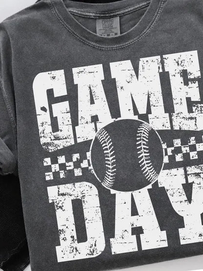 Game Day Distressed Checkered Baseball - Comfort Colors Tee