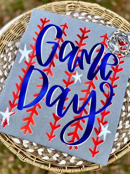 Patriotic Game Day Baseball Stitch - Comfort Colors Tee