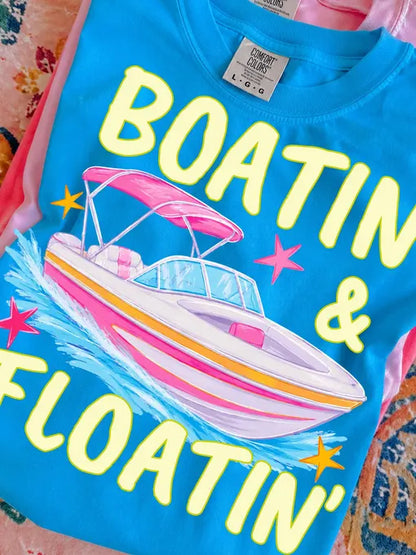 Boatin & Floatin Speed Boat - Comfort Colors Tee