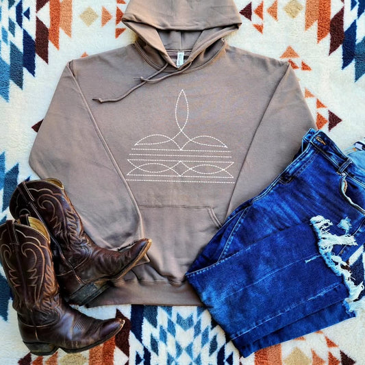 Brown Boot Stitch Sweatshirt - Hoodie and Crewneck