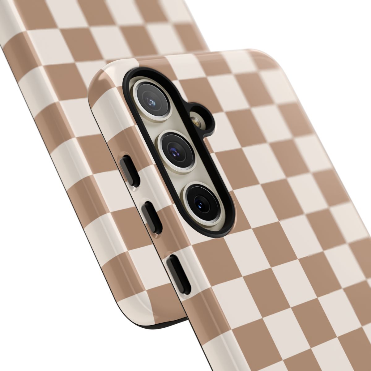 Tan Checkered Tough Phone Cases, Multiple Phone Styles!
