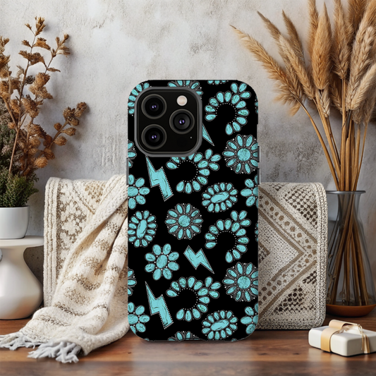 Western Turquoise Aztec Tough Phone Cases - Multiple Phone Styles!