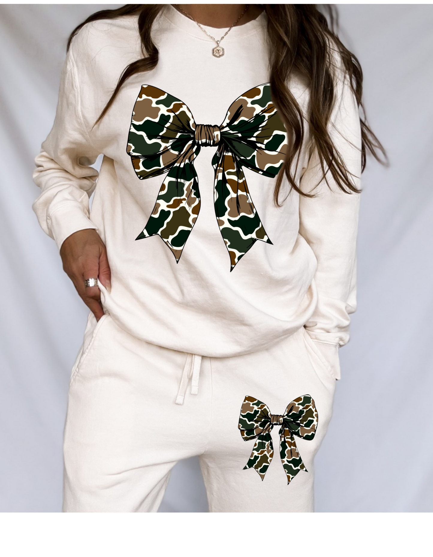Retro Camo Bow Comfort Colors Matching Set - Multiple Colors