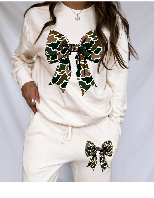 Retro Camo Bow Comfort Colors Matching Set - Multiple Colors