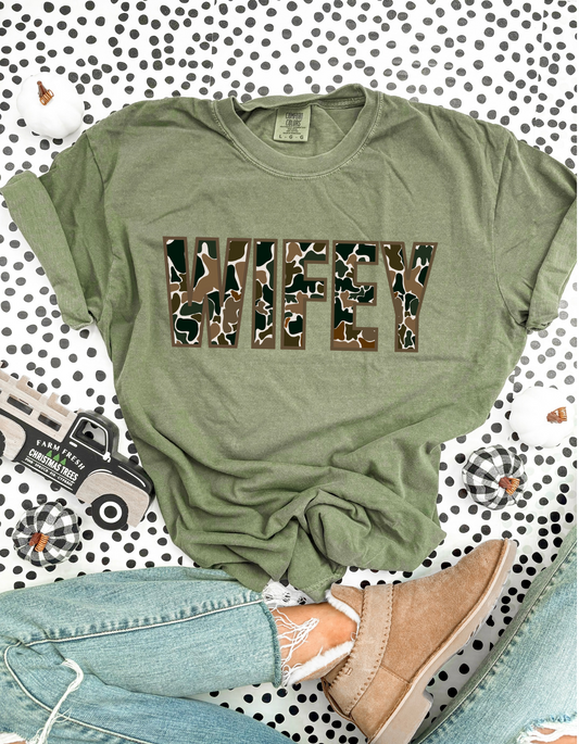 Camo Wifey -  Crewneck, Hoodie, or T-Shirt
