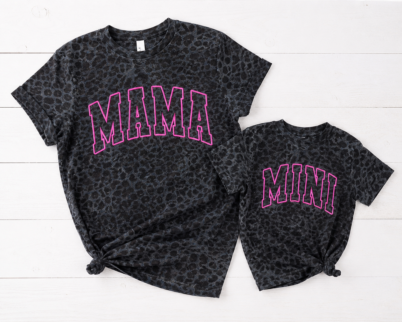 Matching Mama Mini Puff Print Leopard Print Tees